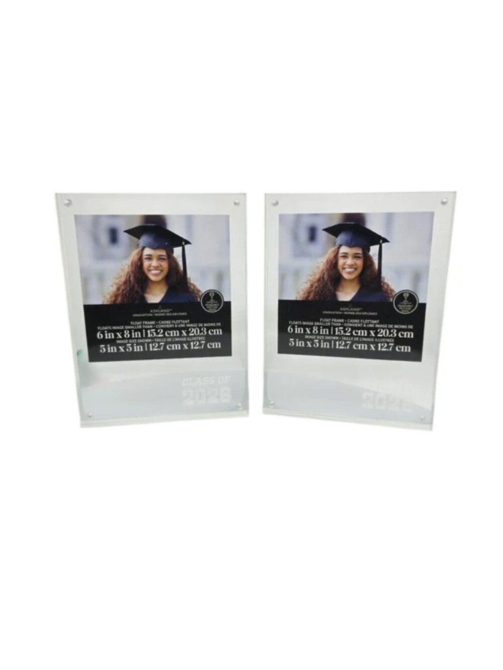 (2) Ashland Clear Engravable Acrylic Tabletop Float Frames 6"x8" NEW